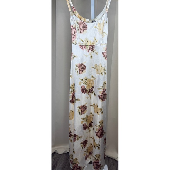 Dresses & Skirts - Y2K Vintage Floral Maxi Dress Spaghetti Strap Cinch Waist Bias Cut 00s-Small